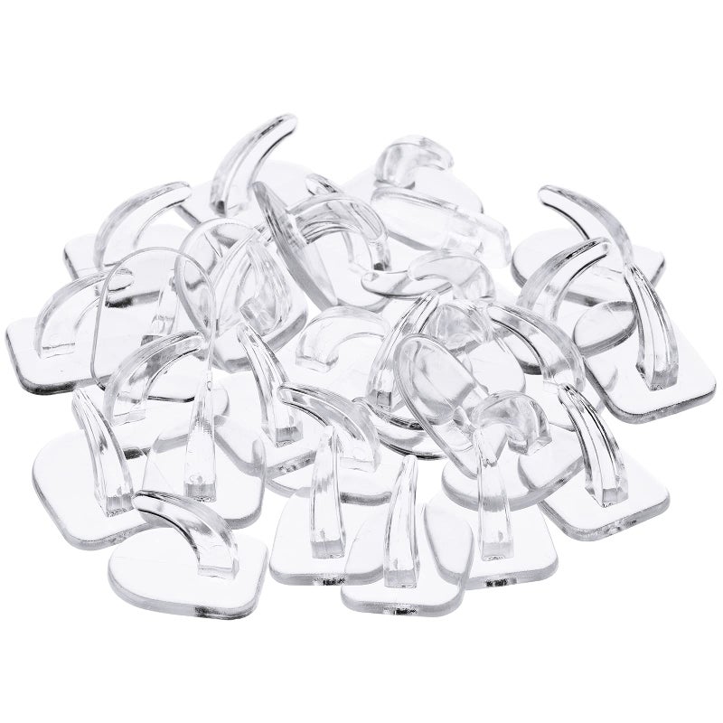 Queekay 30 Pieces Clear Adhesive Wall Hooks for Hanging, Transparent Reusable Seamless Hooks Small Acrylic Sticky Hangers with Non Marking Sticker for Kitchen Bathroom Bedroom Office - Image 4